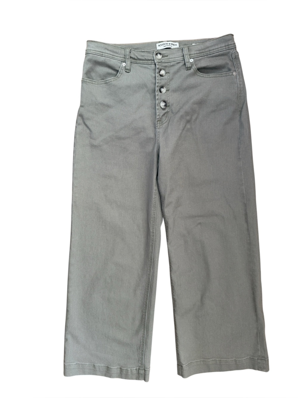 Scotch & Soda High Waist Wide Leg Crop Denim Sage Green Pant Size 10 / 30